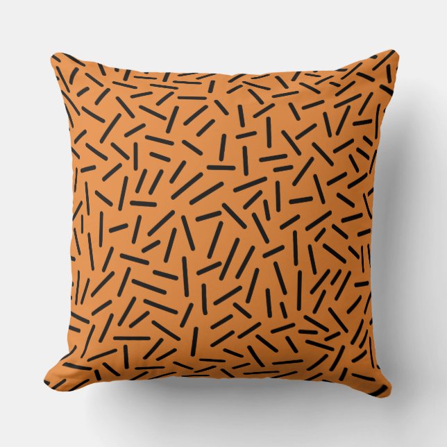 Coussin Abstrait 300117 - Noir sur Orange (Recto)