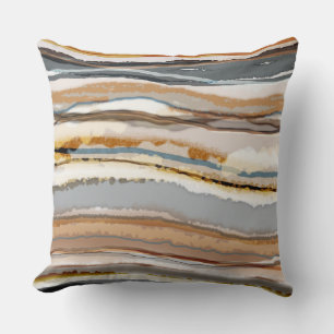 Coussin Abstrait Agate Motif Gris Crème Brown
