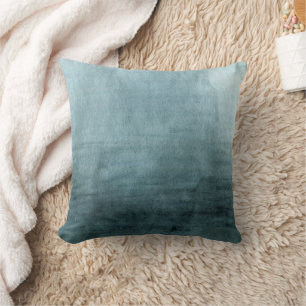 Coussin Abstrait aquarelle bleu vert moderne