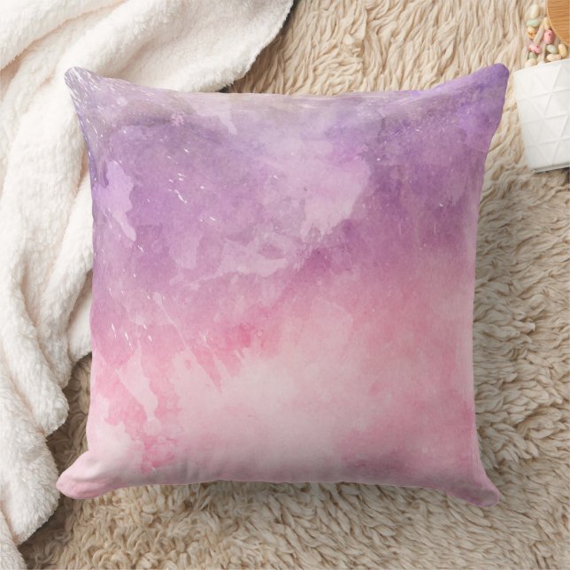 Coussin Abstrait Aquarelle Rose Et Violet (Couverture)
