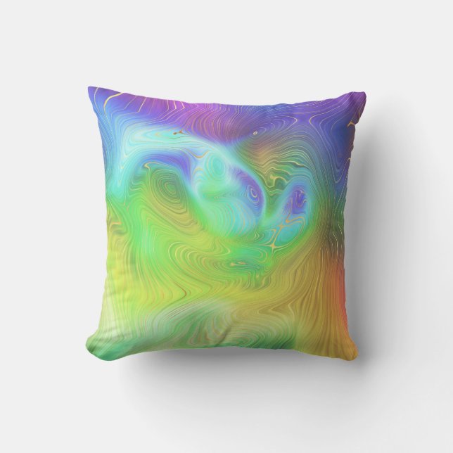 Coussin Abstrait arc-en-ciel de Neon liquide (Recto)