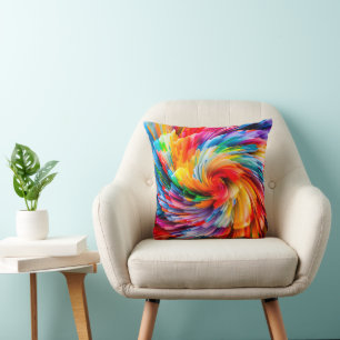 Coussin Abstrait Arc-en-ciel Tourbillon Moderne Vibrant