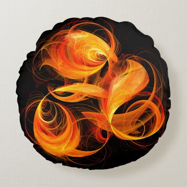 Coussin Abstrait Arrondi Fireball (Devant)