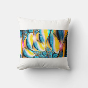 Coussin Abstrait artistique doré et bleu lumière moderne r