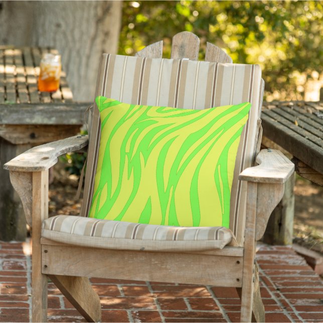 Coussin abstrait artistique été moderne rayures vertes (Chaise)