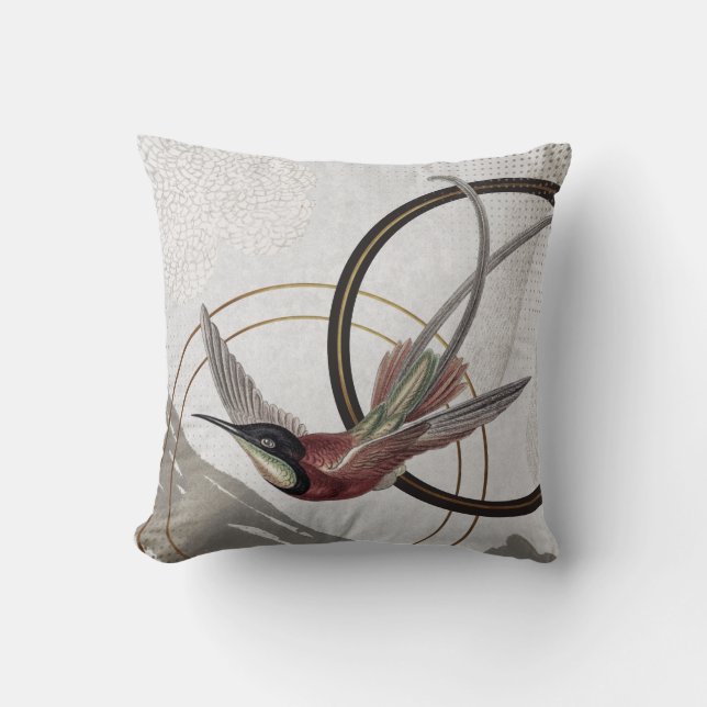 Coussin Abstrait artistique moderne gris colibri (Recto)