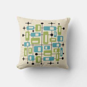 Coussin Abstrait Atomique Rétro Milieu de Siècle Moderne C