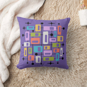 Coussin Abstrait Atomique Rétro Moderne de Milieu de Siècl