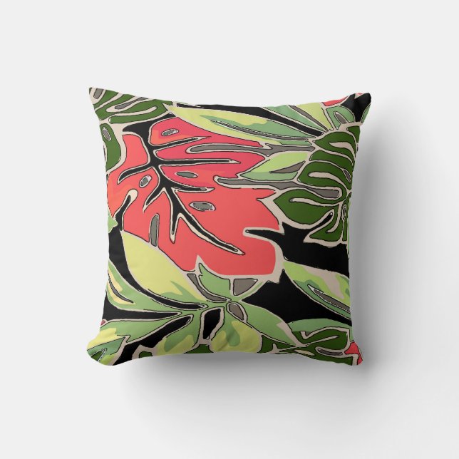 Coussin Abstrait Avec De L'Ivy Tropical (Recto)