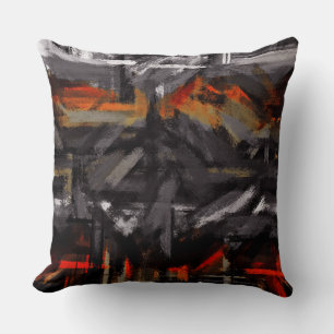 Coussin Abstrait blanc gris orange