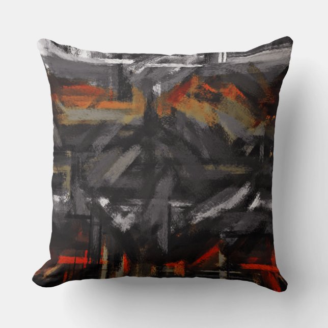Coussin Abstrait blanc gris orange (Recto)