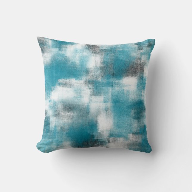 Coussin Abstrait blanc gris turquoise (Recto)