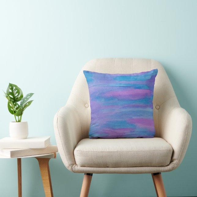 Coussin Abstrait bleu et violet crépuscule (Chaise)