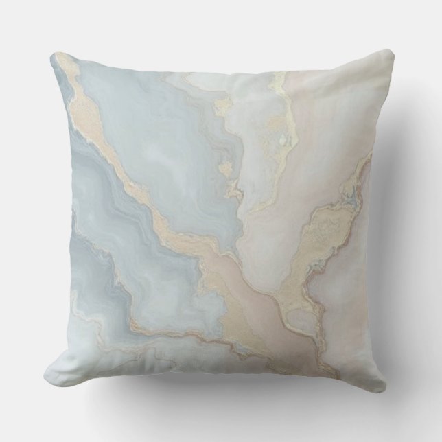 Coussin Abstrait Bleu Gris Beige Crème Poussiéreux Clair (Recto)