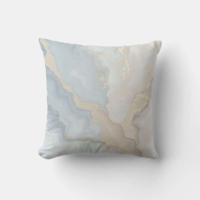 Coussin Abstrait Bleu Gris Beige Crème Poussiéreux Clair (Recto)