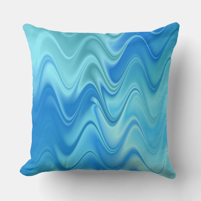 Coussin Abstrait Bleu Ondulé (Recto)