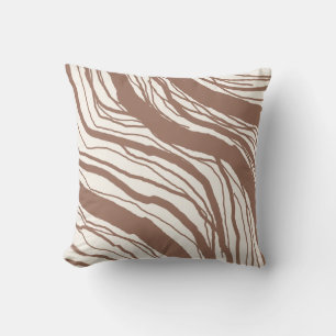 Coussin Abstrait Brown blanc rayures