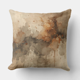 Coussin Abstrait Brun Orange Brûlé Gris Noir
