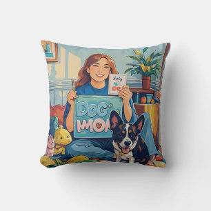 Coussin Abstrait Chien Cartoon maman chiot