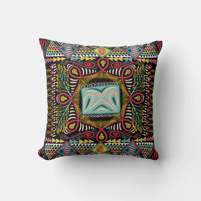 Coussin Abstrait coloré : design de poche carré. (Recto)
