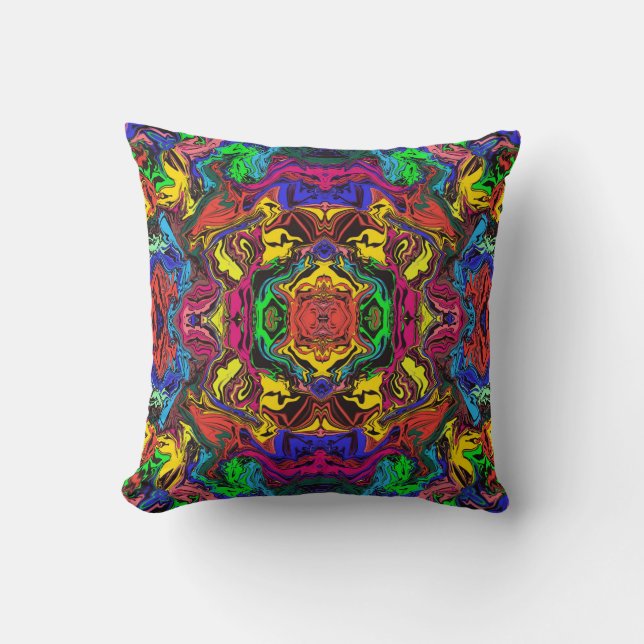 Coussin Abstrait Coloré Tourbillonnant / Poussé / Miroir / (Recto)