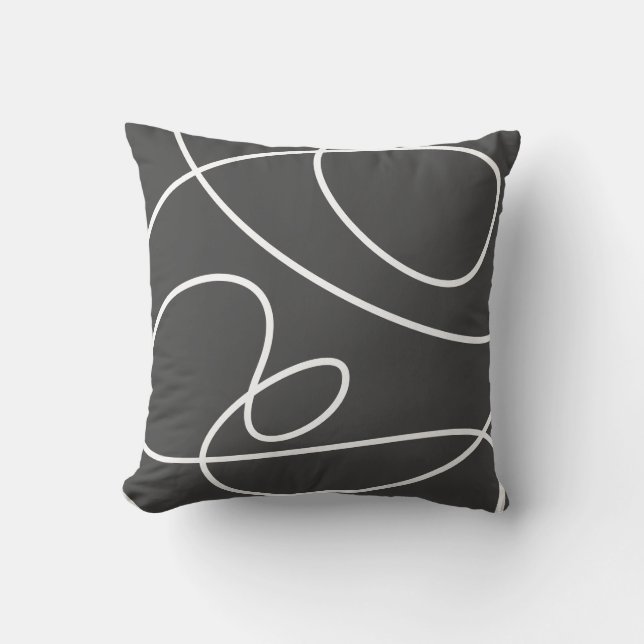 Coussin Abstrait contemporain Art moderne chic noir blanc  (Recto)