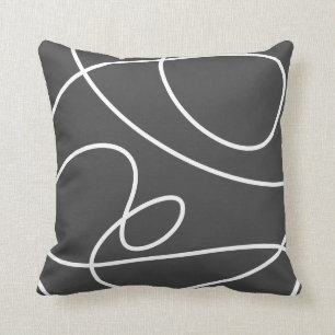Coussin Abstrait contemporain Art moderne chic noir blanc