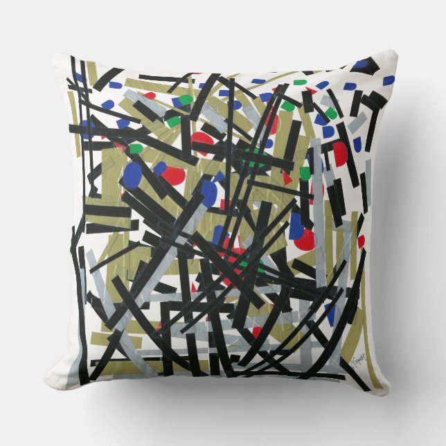 Coussin Abstrait dans les formes de bande et de lettres 1 (Recto)