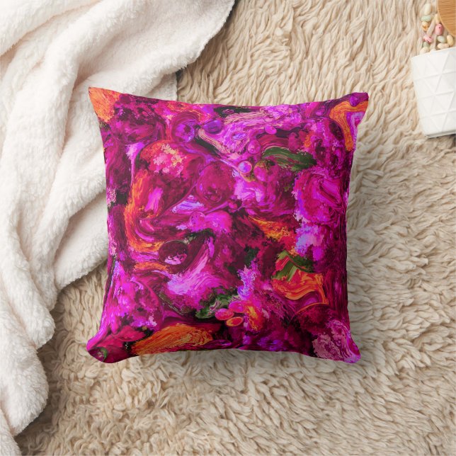 Coussin Abstrait Dans Les Purples, Les Oranges Et Les Vert (Couverture)