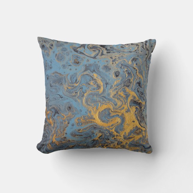Coussin abstrait de bleu et d'or (Recto)