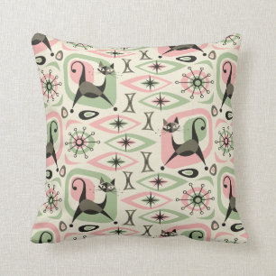 Coussin Abstrait de chats du milieu du siècle