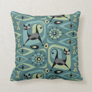 Coussin Abstrait de chats du milieu du siècle