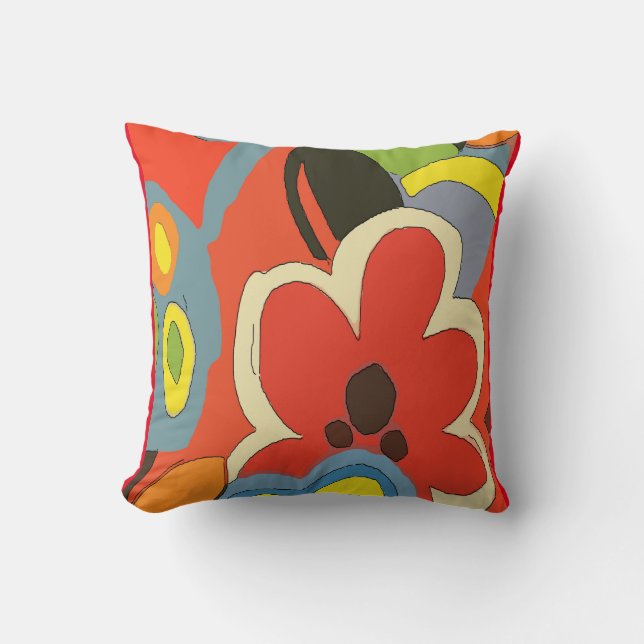 Coussin Abstrait De Fleurs Tropicales (Recto)