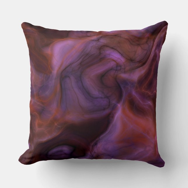 Coussin abstrait de marbre violet et orange (Recto)