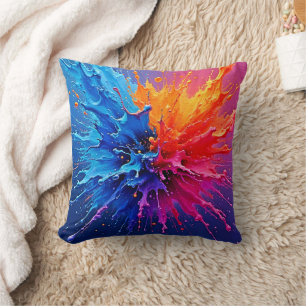 Coussin Abstrait de projection de peinture dynamique