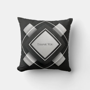 Coussin Abstrait Diamant Texturé Couches Noir