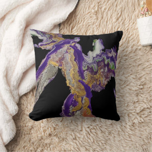 Coussin Abstrait en violet - Conception acrylique fluide s