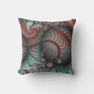 Coussin Abstrait Fantastique Vivid Art Fractal Brun Bleu