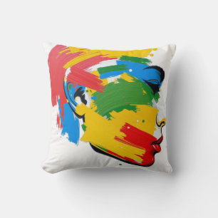 Coussin Abstrait féminisme moderne peint à la main