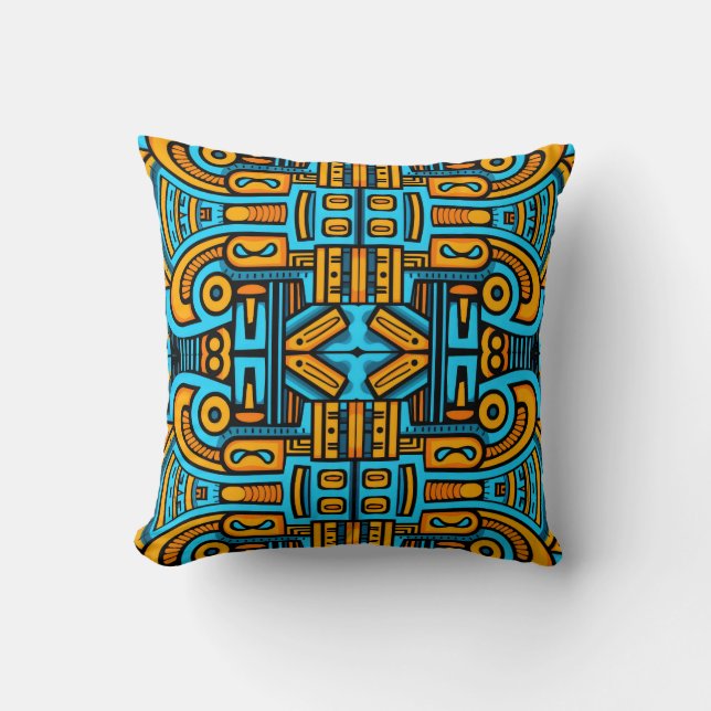 Coussin Abstrait Figuratif Gras Bleu Orange (Recto)