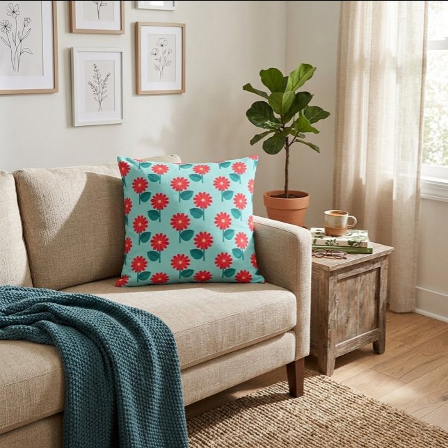 Coussin Abstrait floral brillant (Créateur téléchargé)