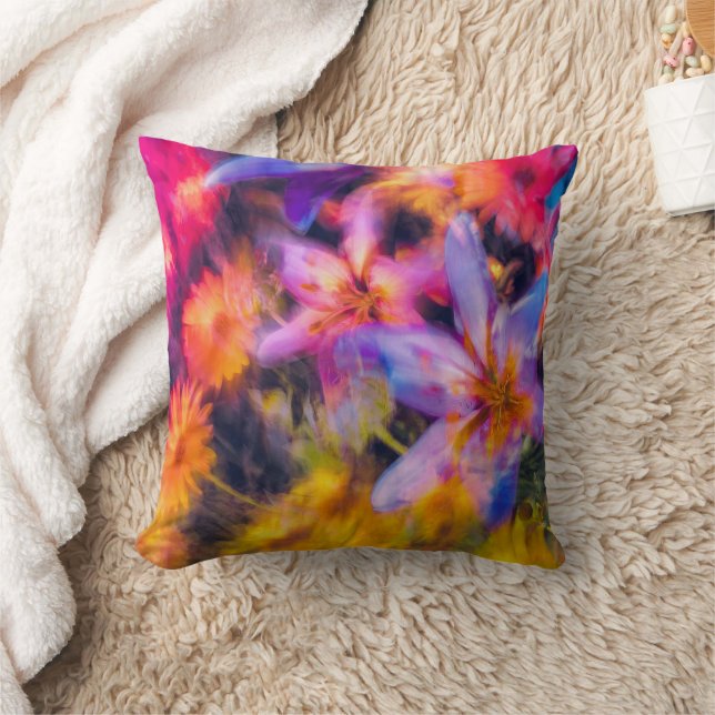 Coussin Abstrait floral coloré (Couverture)