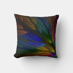 Coussin Abstrait Fractal en plumes multicolores