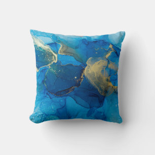 Coussin Abstrait fragment bleu et or du backgr coloré