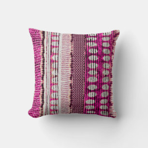 Coussin abstrait fuchsia coloré motif de frontière ethniqu
