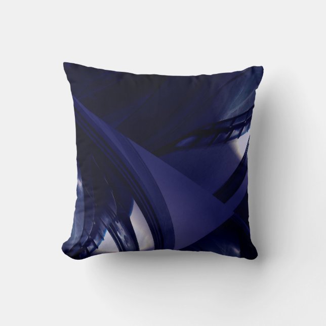 Coussin Abstrait futuriste moderne bleu nuit foncé (Recto)