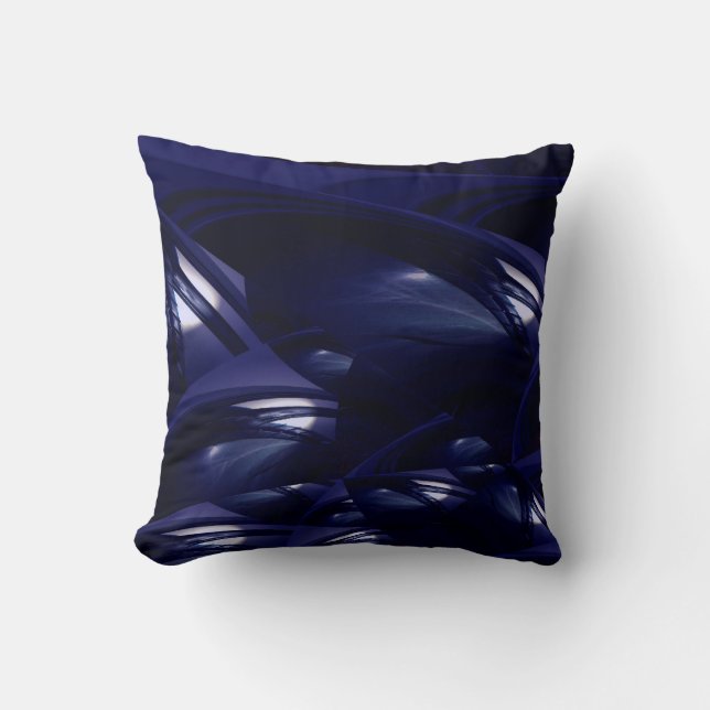 Coussin Abstrait futuriste moderne bleu nuit foncé (Recto)