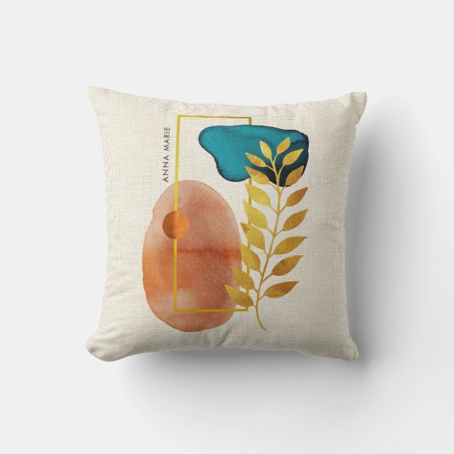 Coussin Abstrait Géométrique Moderne du Milieu du Siècle M (Recto)
