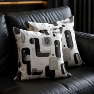 Coussin Abstrait géométrique moderne noir et blanc