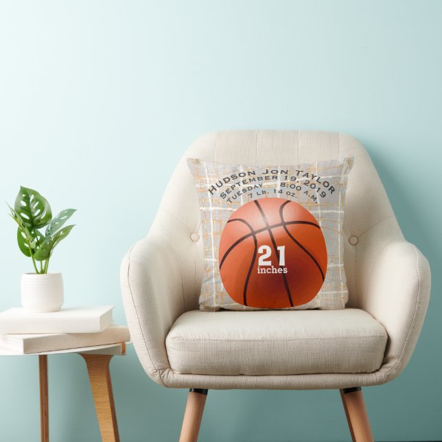 Coussin Abstrait Grey Basketball Boys Birth Record (Chaise)